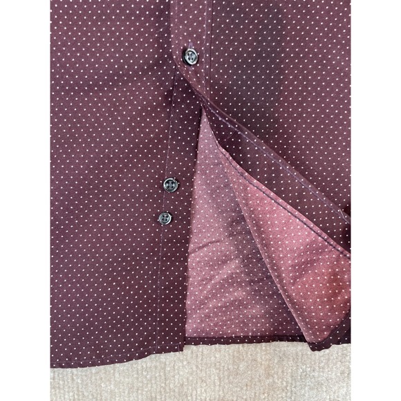 Society Threads Mens Slim Fit Burgundy Micro Dot Dress Shirt XXL - Picture 8 of 12